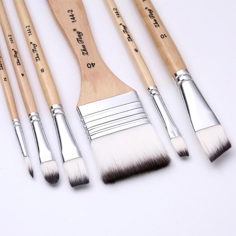 6 Pcs Acrylic Paint Brushes Set Nylon Hair Paint Brushes Watercolour Painting Brushes Art Paint Brush Drawing Supplies