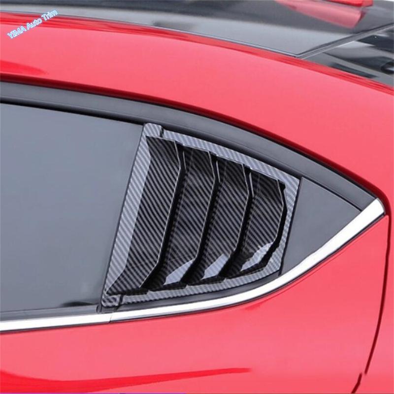Car Rear Window Side Vent Shutter Louver Cover Trim For Mazda 3 Sedan 2014 - 2018 ABS Carbon Fiber Black Exterior Accessories