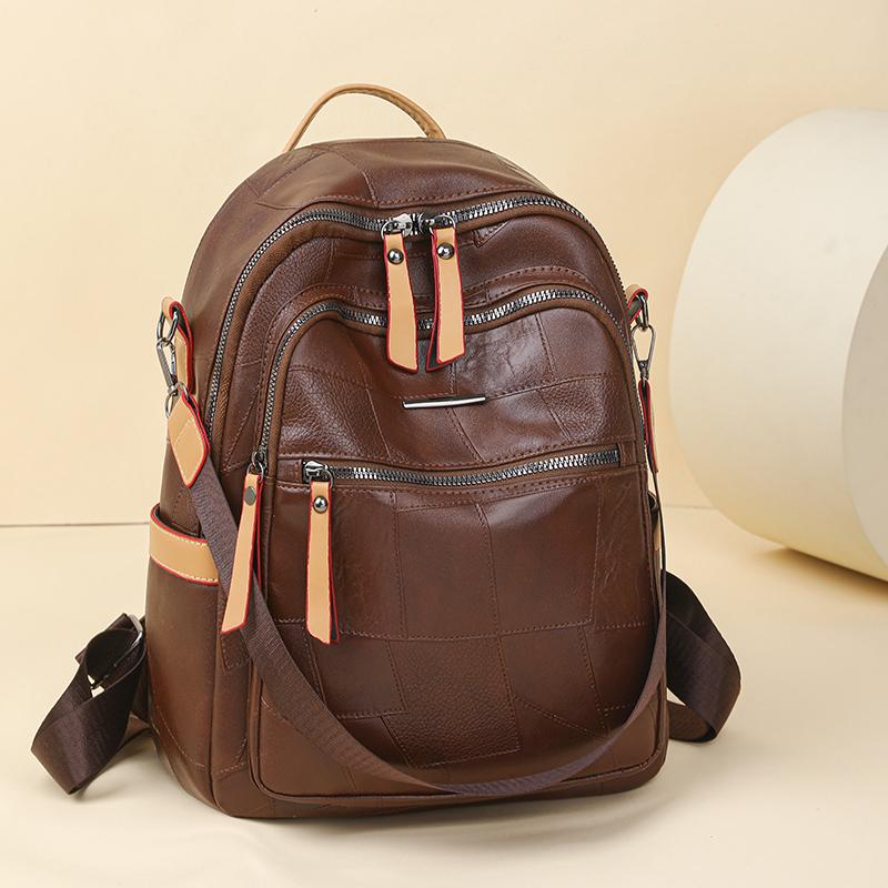 Zaino da donna color block, borsa a spalla multifunzionale, zaino da viaggio multiuso