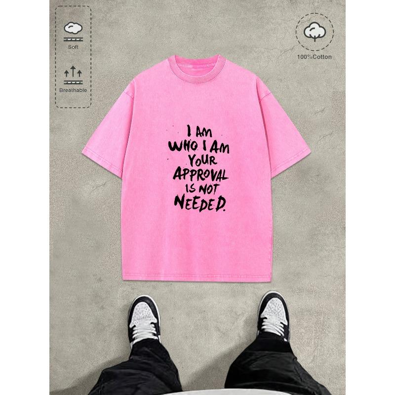 Creative Interesting Letters Casual T-shirt Men'S Pattern Printed Washed Cotton T-shirt,High-quality Thickened Washed Cotton Heavy,Cotton Street Style