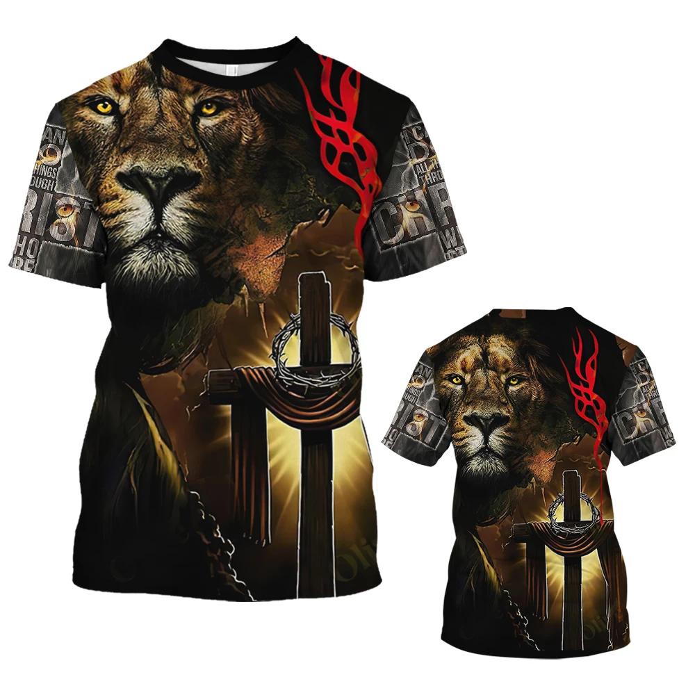 Christian Jesus Men's T Shirt Top 3D Print Oversized Short Sleeve Tees Harajuku Streetwear Summer Men's T-shirt Men Clothes