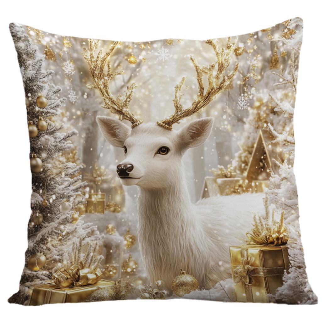 

Рождественская наволочка - Золотой снеговик, гном, принт с оленями, подушка-подушка 45*45cm (Without Pillow Insert)