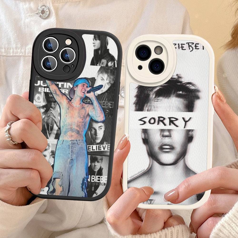 Funda de Cuero para Teléfono Justin B-Bieber Cantante Para IPhone 16 15 14 16E 13 12 11 Pro Max Plus