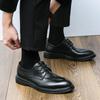 Men's British Pointed-Toe Leather Brogues - Low-Top Formal Lace-Up Shoes for Business or Weddings