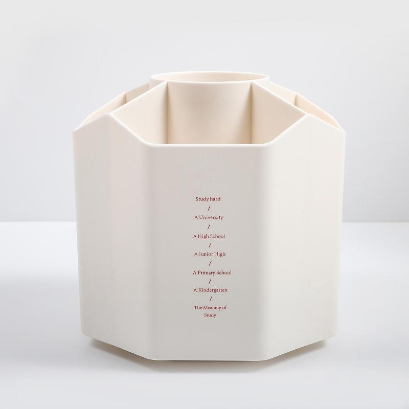 5-hole Large-capacity Rotating Pen Holder Storage Box Office Desktop Stationery Pen Holder Simple Student Supplies