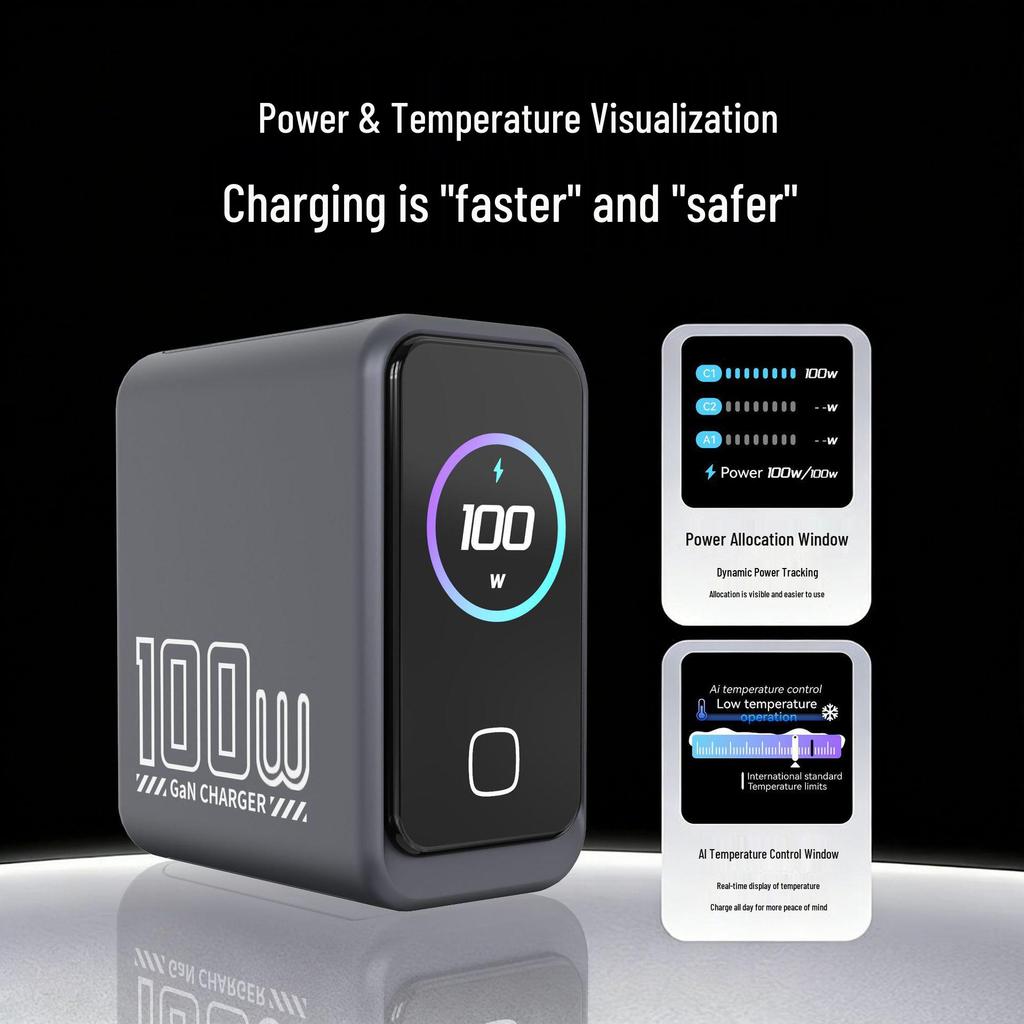 AI 100W Gallium Nitride Multi-Port Fast Charger for Laptops, Tablets, and Phones