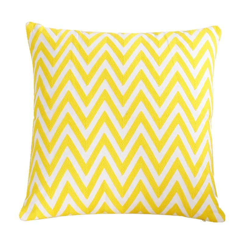 45x45cm Yellow Geometric Cotton Embroidery Sofa Cushion Cover Home Living Room Decoration