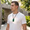 Natural Crystal Pendant Necklace Necklace, Healing Energy Stone with Adjustable Braided Rope, Polished Fake Gemstone Jewelry for Men Women Rectangle
