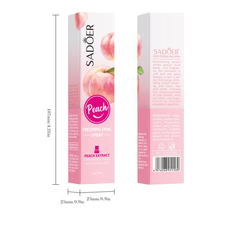 Oral Spray 18mlSADOER Mint Peach Lemon Fresh Breath Spray