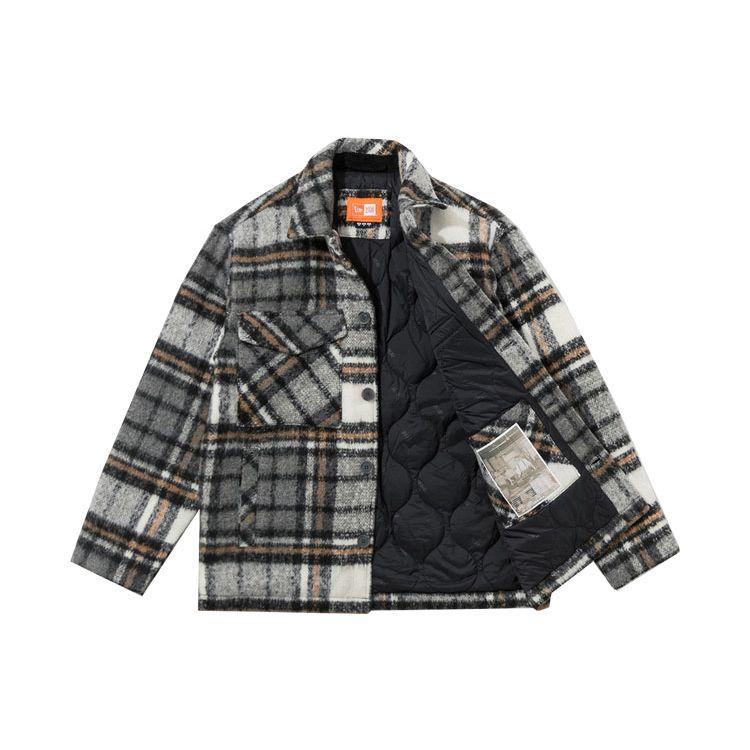 New Era FW21 Warm Plaid CPO Long Sleeve Jacket Unisex Jackets Gray 12866423