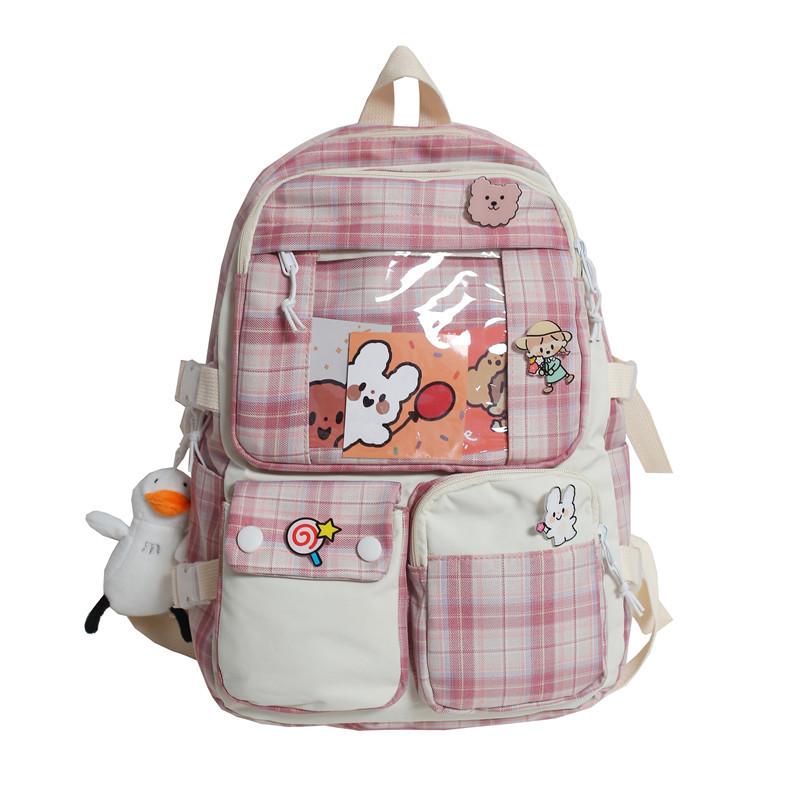 Schoolbag schoolbag for girls, grades 3 to 5 and 6, summer plaid cute girl, high school student, junior high school backpack