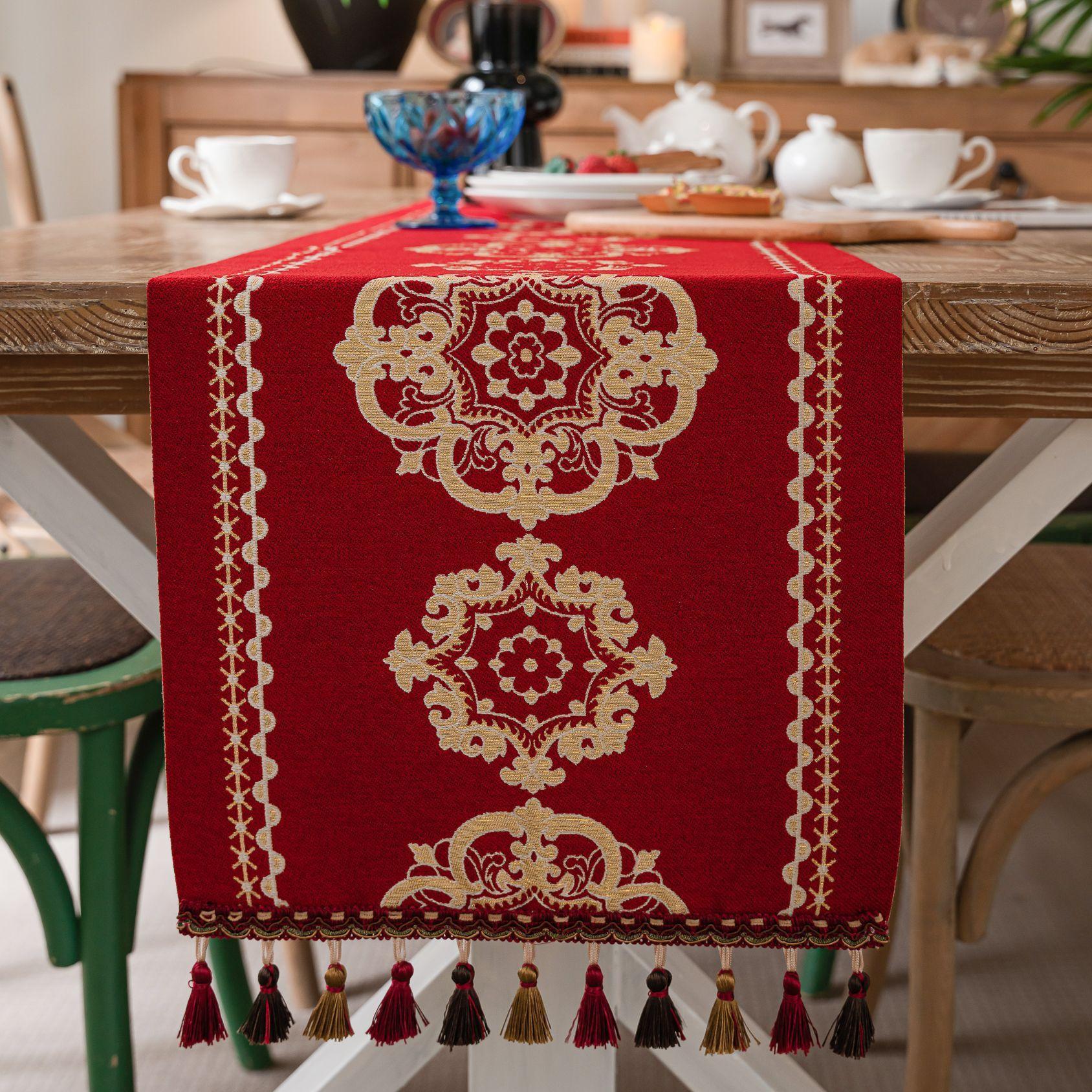 

Кантри Однотонная Бытовая Прямоугольная Обеденная Скатерть Ткань, Мягкая и Дышащая Вафельная Полосатая Накидка на Кофейный Столик 35*120cm