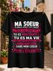 French Sister LovePink Typography Hearts and Forever In My Heart Family Message Unisex All  Unisex All TShirt