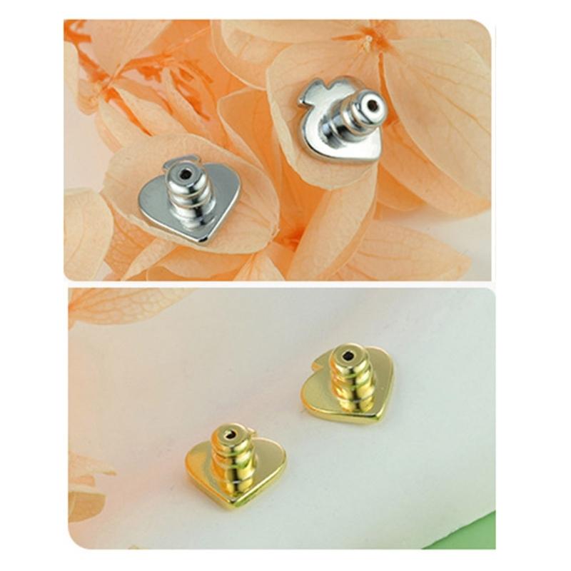 Set of 4 Secure Earring Backs Studs Locking Clutch Secure Locking Backing Stainless Steel Earring Plugs for Droopy Ears