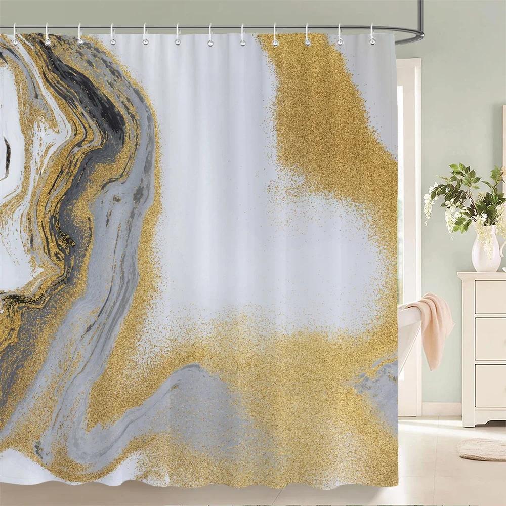 

Colorful Abstract Marble Print Shower Curtain With Hook Waterproof Bathroom Curtain Polyester Curtain 3D Shower Curtains 180x180 W90XH180cm