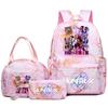3Pcs/set Anime Demon Hunters Printed Backpack Handbag Pencil Case for Teenager Student Bookbag Schoolbag Women Large Capacity Waterproof Bag