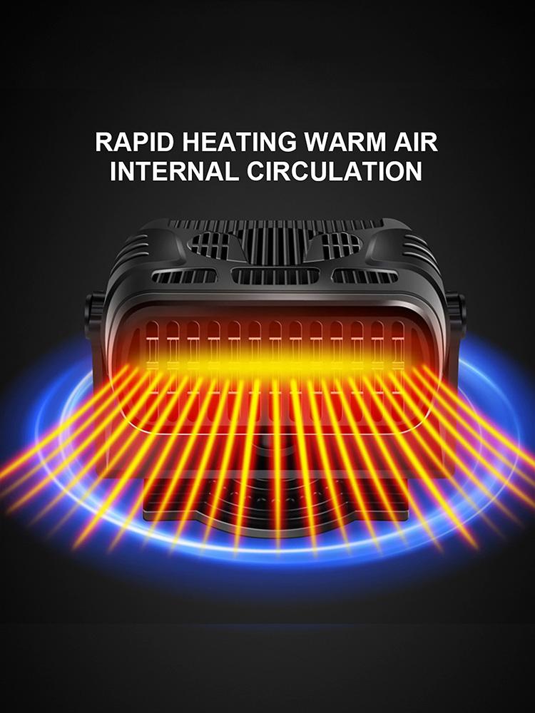 12V/24V Car Windshield Defogger Defroster Heating Cooling Fan Electric Heater Fan 360 Degree Rotating Anti-Fog Automobile Heater