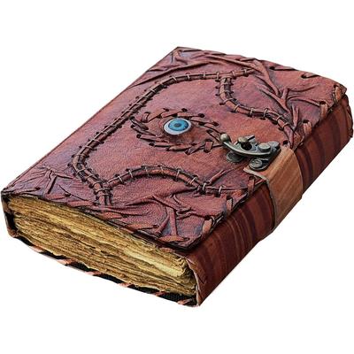 Leather Journal Deckle Edge Paper Third Eye Grimoire Hocus Pocus Book of Spells Vintage Leather Journal Book of Shadows Wiccan Notebook