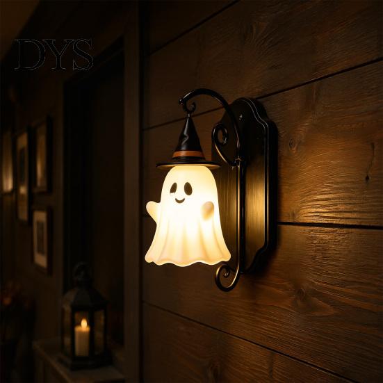 Autumn Wall Ornament Cute Ghost Light, Wizard Hat Lamp, Decorative Night Light for Kids Mount Lamp Halloween Home Hallway Entrance Bedroom Decor