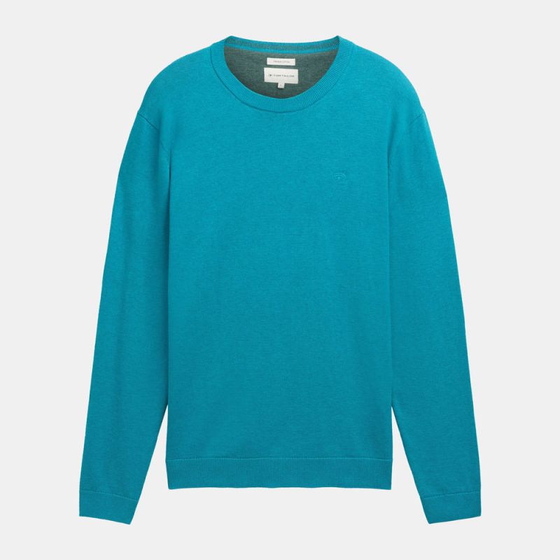 Pull turquoise blue melange 1039805055 Homme TOM TAILOR