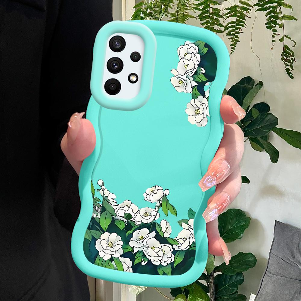 

Окрашенный узор Big Wave Edge Мягкий силиконовый материал Macaron чехол для телефона противоударный защитный резиновый чехол для Samsung Xiaomi Poco Redmi Samsung A36 5G синий