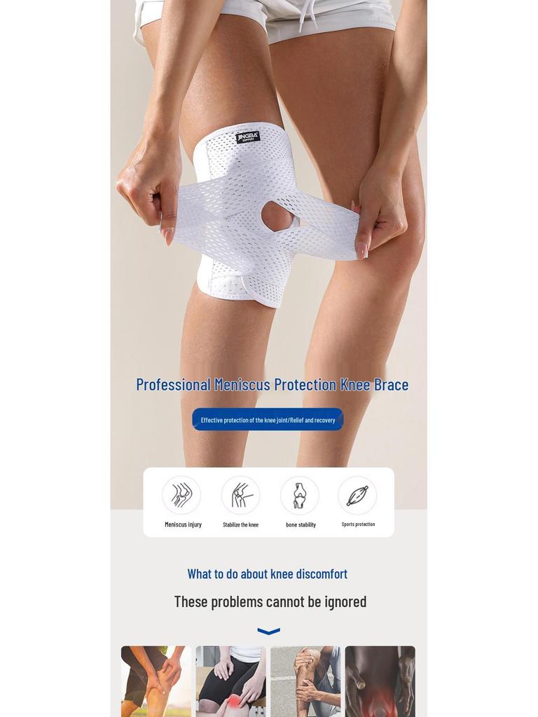JINGBA Sports Anti-Slip Knee Pad with Pressurized Spring Support – Breathable Protective Gear for Outdoor Basketball