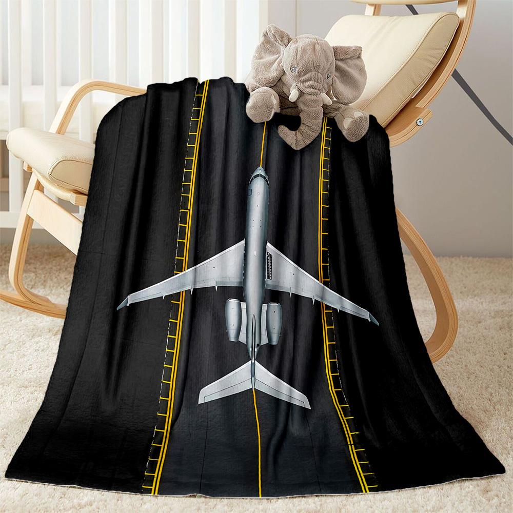 Airport Runway Design Flannel Blanket - Soft and Suitable for Sofas, Beds, Offices, Travel, All Seasons, and The Best Gift for The Holidays.