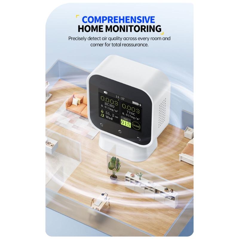 Real Time Formaldehyde Detector With Air Quality Monitor Humidity TVOC Data Record For Indoor Health Risk Assessment