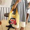 Korean version of cartoon graffiti illustration large capacity canvas bag girl funny hand-drawn comic portable shoulder bag tide