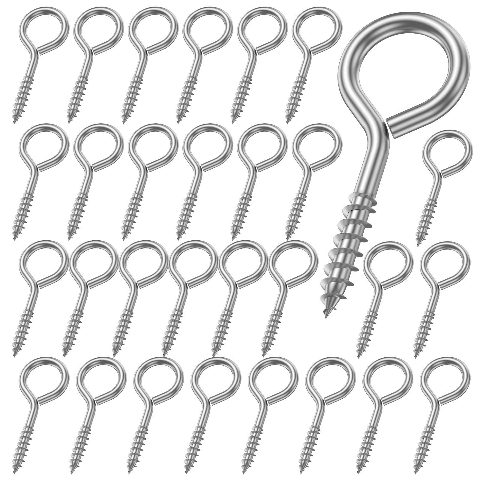 

30Pcs Screw in Eye Hook Stainless Steel Versatile Strong Load Bearing Self Tapping Screw Eye for Hanging Light & Securing Cable