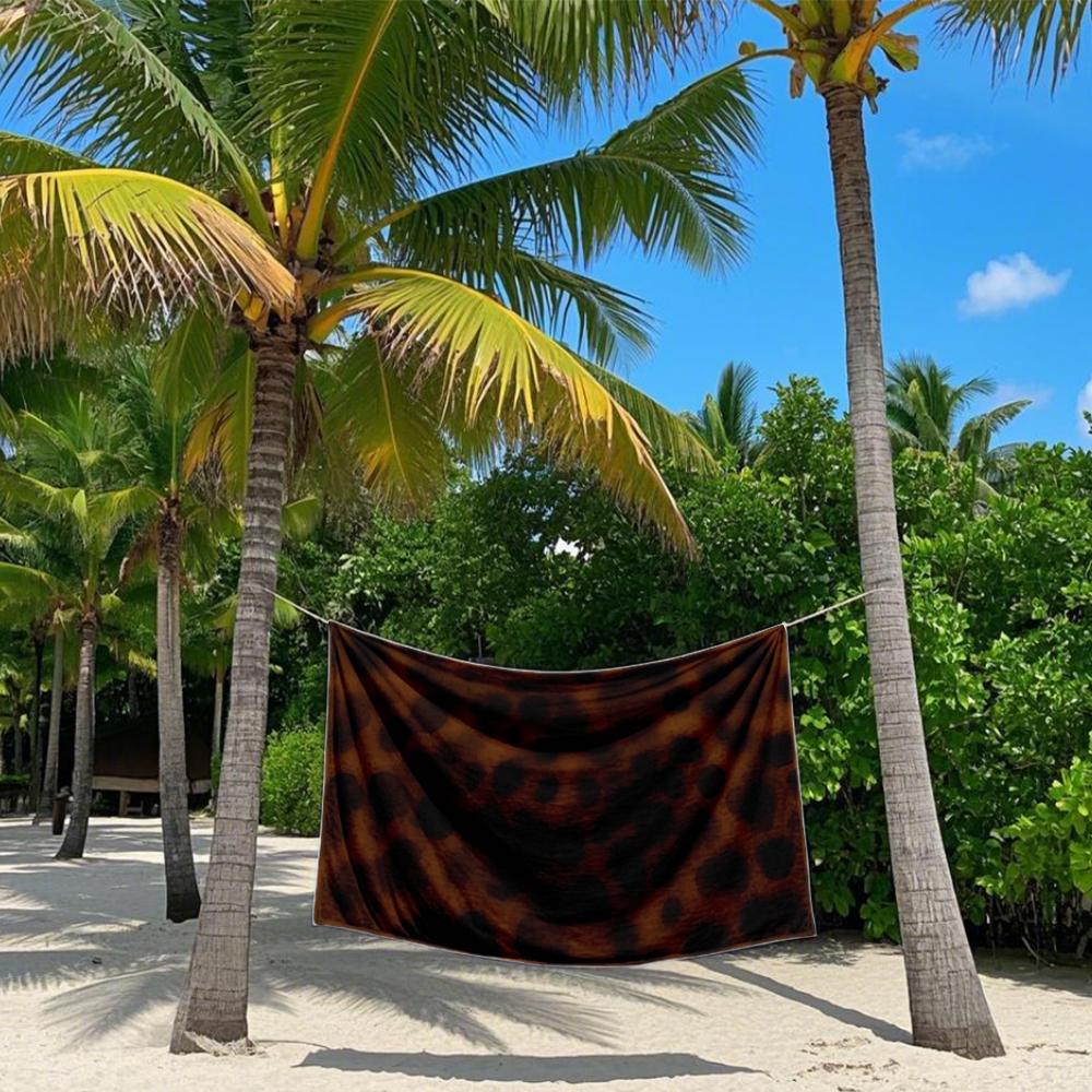 Brown Leopard Print Quick Drying Bath Towel Microfiber beach towel - light weight swimming camping  yoga beach out