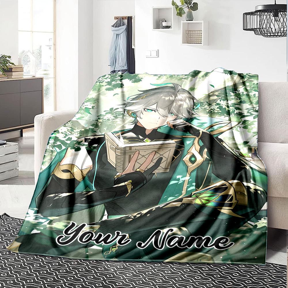 Customizable Genshin Impact7 Throw Blanket – Personalized Name, All-Season Cozy Snug Blanket, Machine Washable, Personalized Blanket