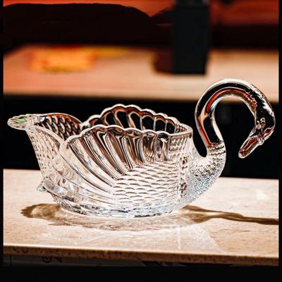 Transparenter Schwanen-Glas-Obstkorb, Elegante Dessert-Süßigkeitenschale, Dekorative Servierschale