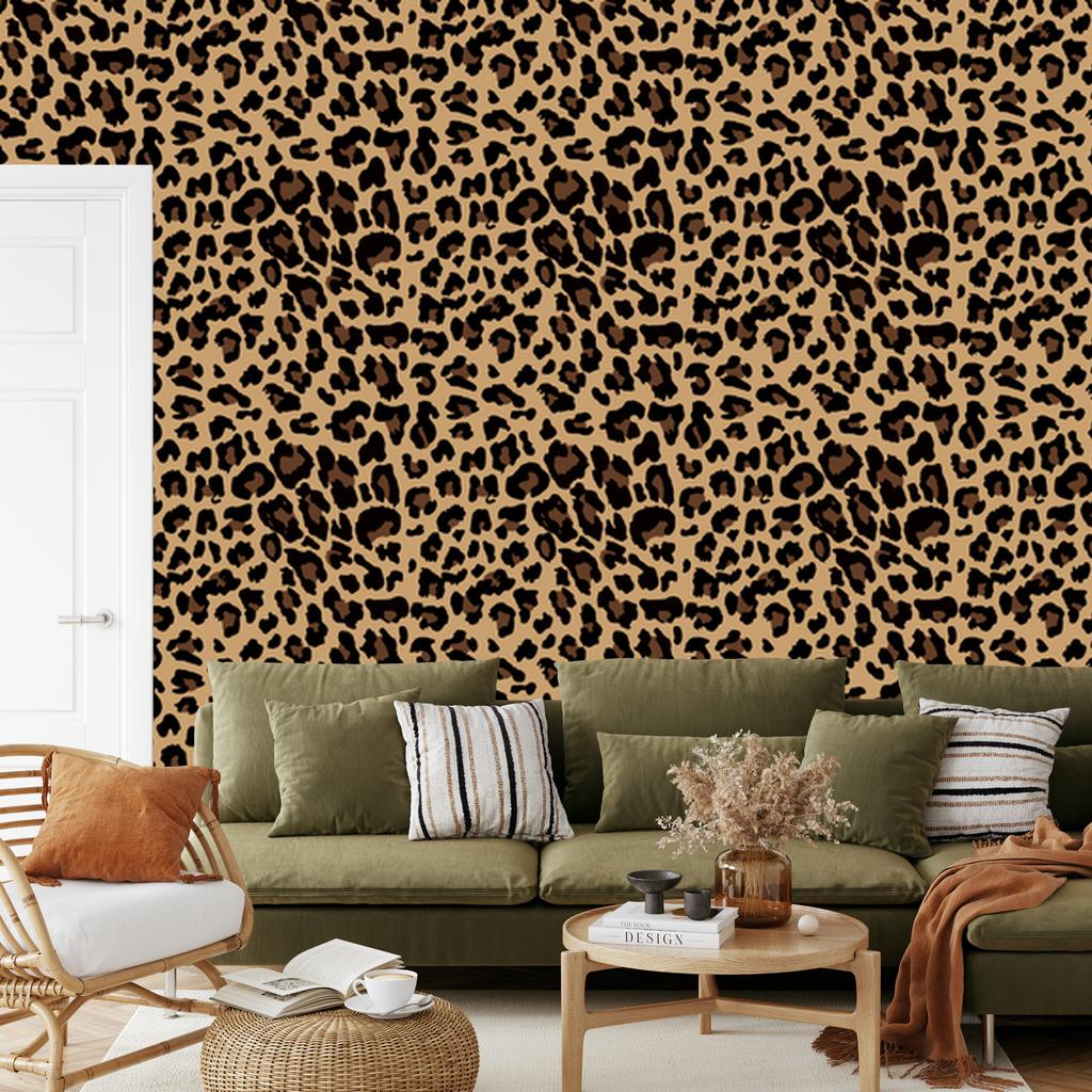 Animal Skin Wallpaper Gold, Ochre, Rust and Black 50x1000