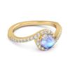 Moonstone Halo Twist Pave Band Ring - 925 Sterling Silver Gold Vermeil