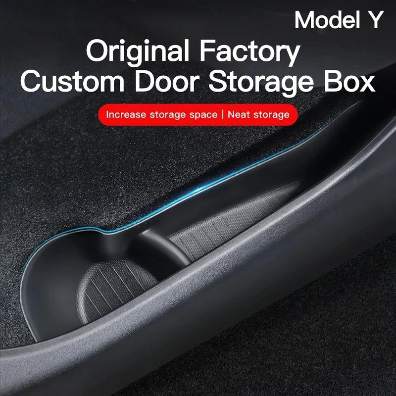 Für Tesla Model 3 Y 2024-2024 Auto Tür Seitenaufbewahrungsbox Vorne Hinten Seite TPE Tür Aufbewahrung Organizer Ablage Innenraumzubehör