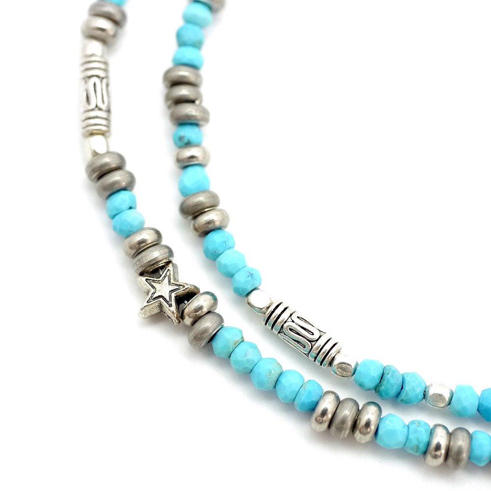 Silver One hi Sterling Silver 925 Miraculous Medal Virgin Mary Turquoise Bead Necklace for Men (Blue) [Width 4mm, Length 46cm]