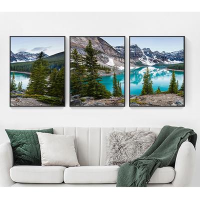 Nordic Lake Forest Stone Mountain Canvas Poster Landscape Wall Art Print Painting Picture Poster Scenery Природа Home Decor