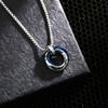 Trendy Men's Three-ring Necklace Titanium Steel Pendant Colorful Dual-purpose Sweater Chain Hip-hop Necklace