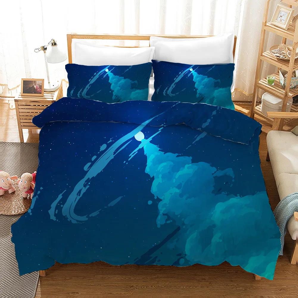 Starry Sky Duvet Cover Set Microfiber Outer Space Theme Comforter Cover Teens Boys Quilt Cover 3D Starry Sky Series Bedding Set