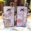 Anti-dust Kickstand Phone Case For Xiaomi Poco X3 NFC/X3 Pro Wristband Lanyard Dirt-resistant Back Cover Cartoon Ring