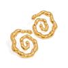 Minimalist Rotate Twist Wave Stud Earrings for Women 18K Gold Plated Waterproof Geometric Personality Studs Statement Zircon