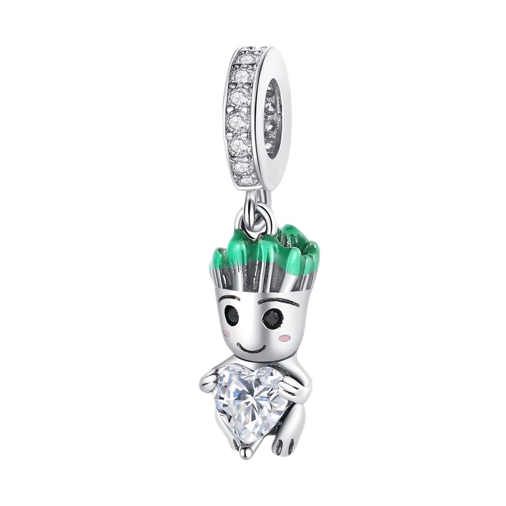 Cute Cartoon Animal Charms 925  Silver Dragon Bear Dog Quirky Funny Pendent Metal DIY Beads Necklace Bracelet Creativity