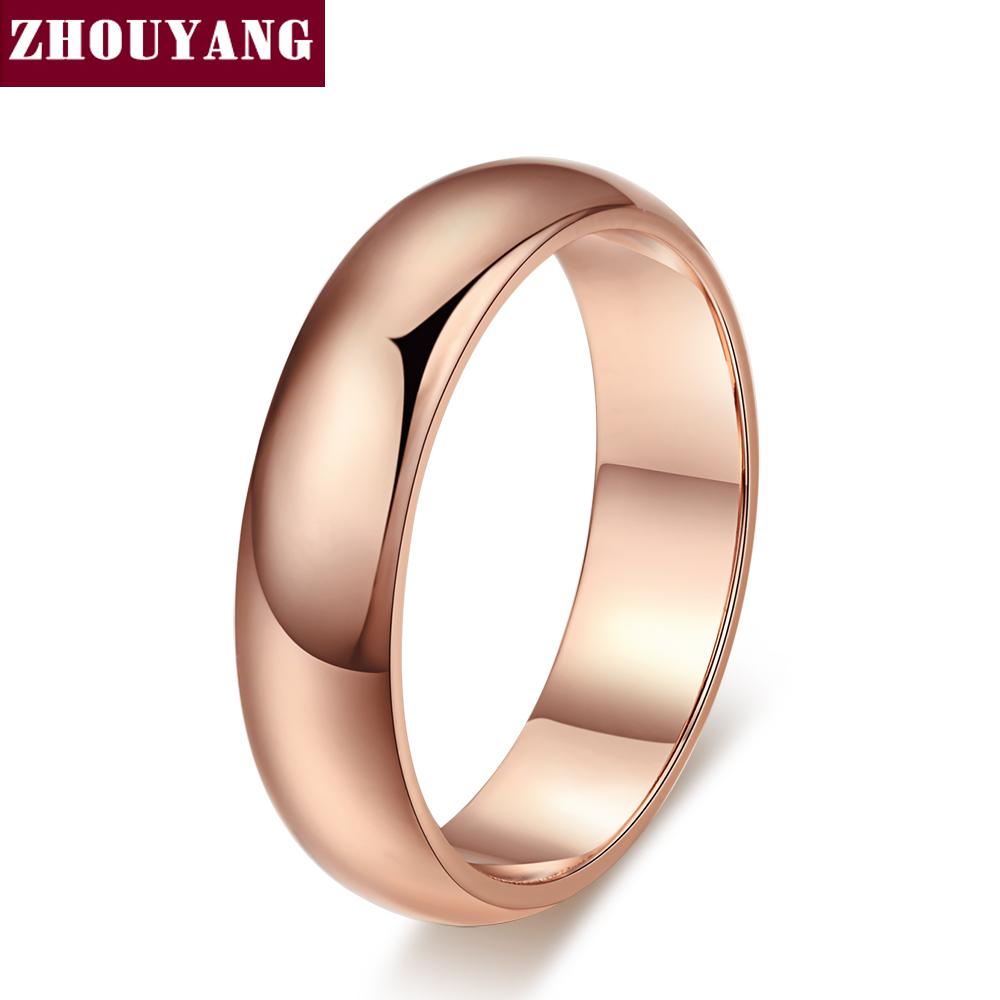 

Simple Style Rose Gold Color Jewelry Wedding Couple Ring Full Sizes Top Quality R050 R049 5.5