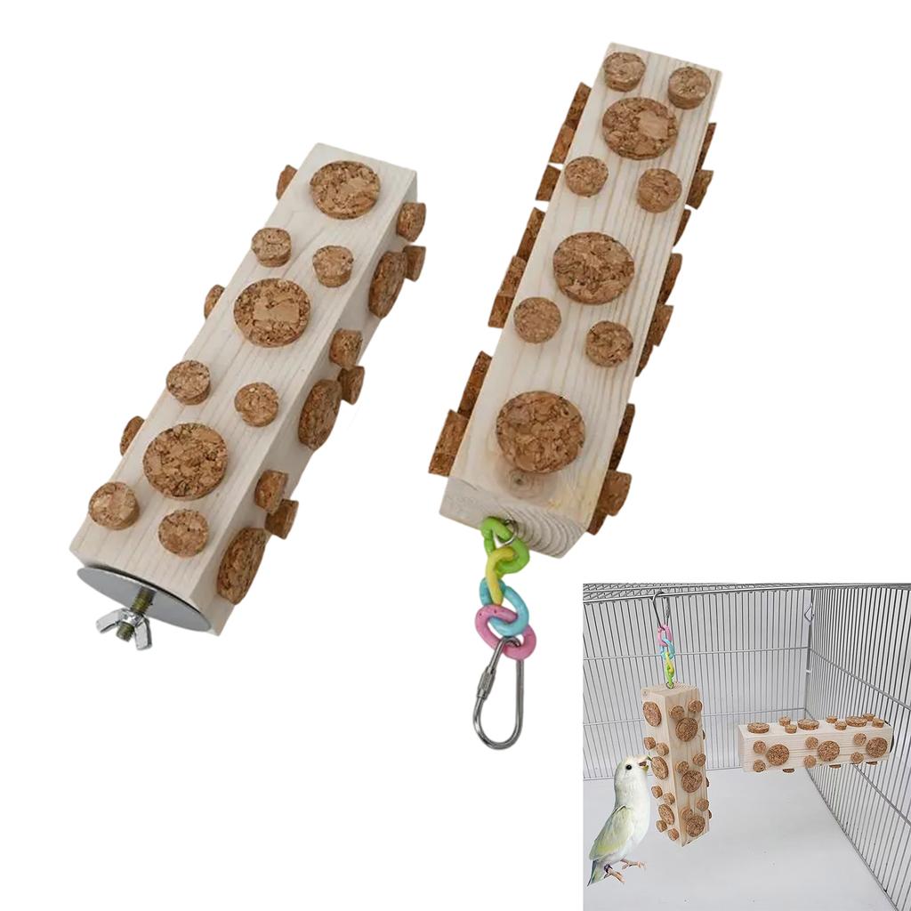 Bird Chew Toys Cork Stopper Toy Wood Foraging Toys Fun For Parrots Macaws Small Parakeets Conures Budgies Cockatiel