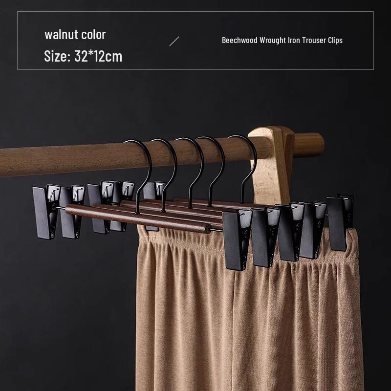 

Beech Wood Non-Slip Clothes Hanger - Solid Wooden Hanger for Drying, Adult Clothing Storage, and No-Trace Hanging.