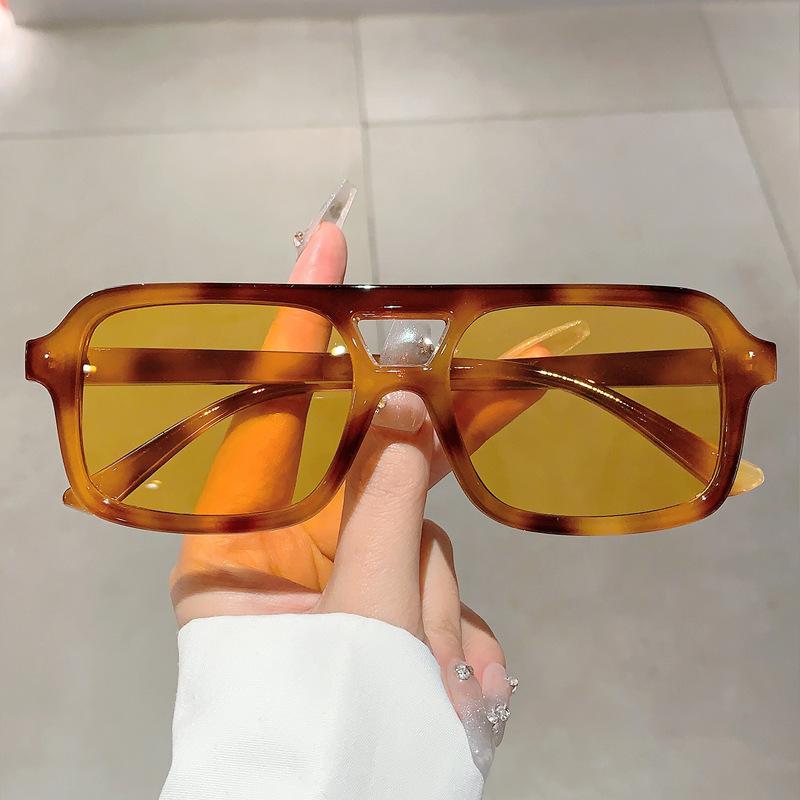 

Double Bridge Square Sunglasses Women For Men Vintage Sun Glasses Luxury Brand Designer Punk Popular Flat Top Eyeglasses