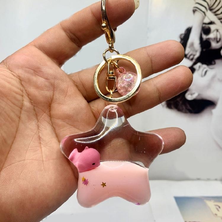 Eye Catching Pentagrams Keychain with Cartoon Animals Star Shaped Bag Pendant Accessories Fashionable Key Decoration