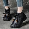Winter New Thick-soled Leather Short Boots Women's Retro Muffin Bottom Martin Boots Wide Fat Feet Boots Single Boots