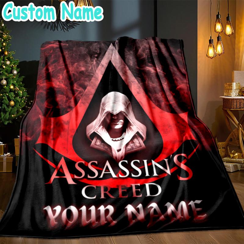 Custom Name Assassin Game Throw Blanket - Perfect for Couch, Bed, Office, and outdoor Travel - Ideal Gift for Christmas & Holidays